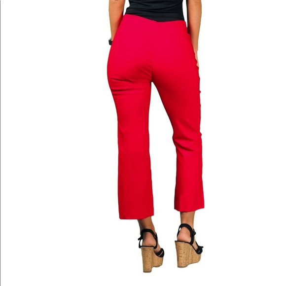 Ally NYC Red Techno Bootcut Capri Pants size 14 - Picture 3 of 11